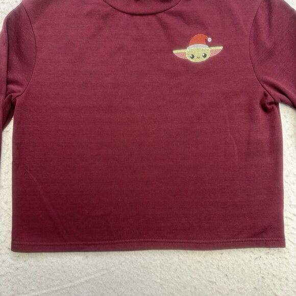 Star Wars Christmas Sweatshirt Womens Medium M Red Baby Yoda Long Sleeve Holiday - Picture 4 of 11